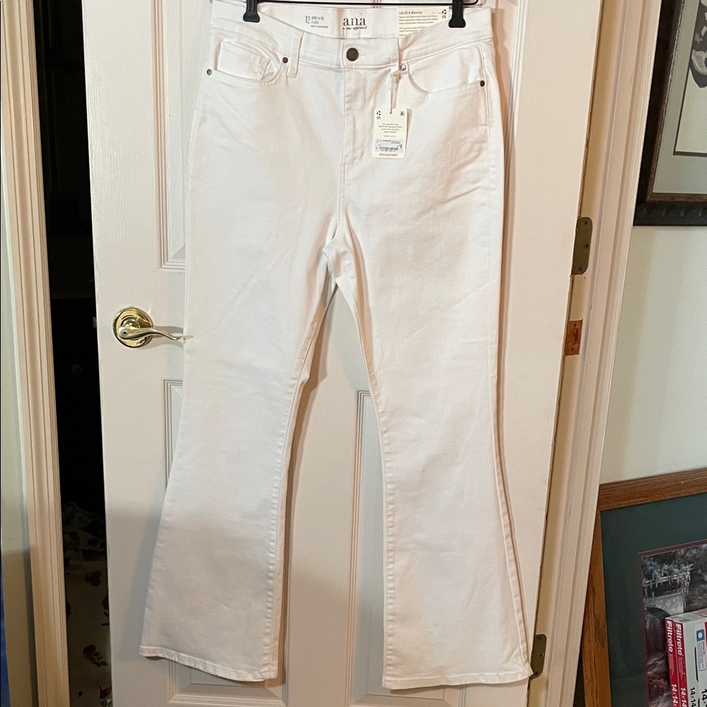 NWT a.n.a High-Rise Flare Jeans - White